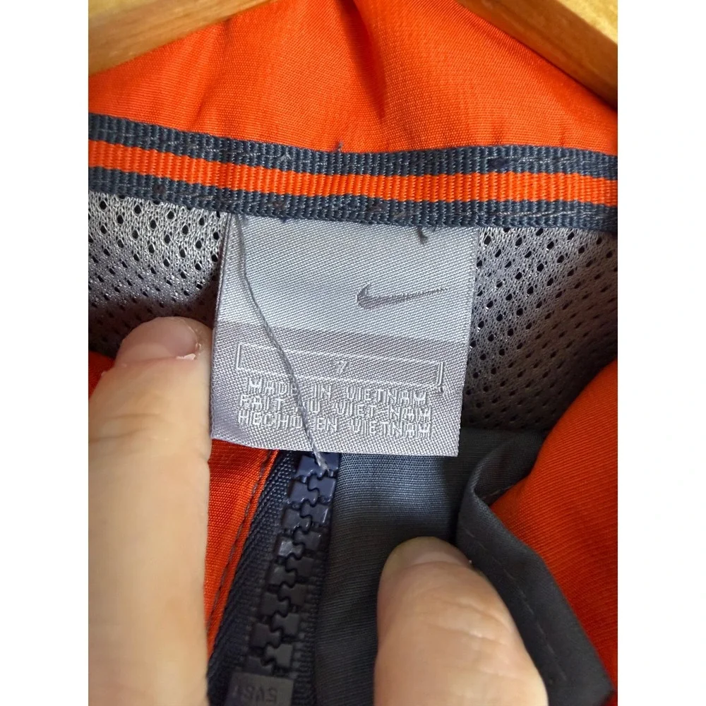 Nike Gray & Orange‎ Windbreaker Full Zip Jacket Kids 7 Track Sporty Waterproof